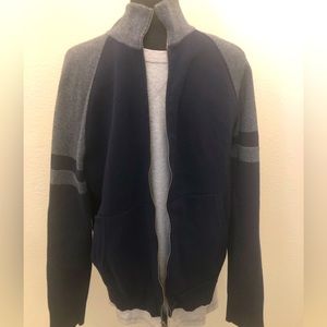 Banana Republic varsity style sweater full zipper navy and gray large